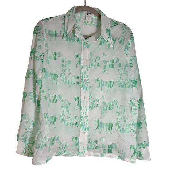 Vera Neumann Tops - Vintage 70's Vera Neumann Women's Button Down Shirt Blouse Zebra White Med